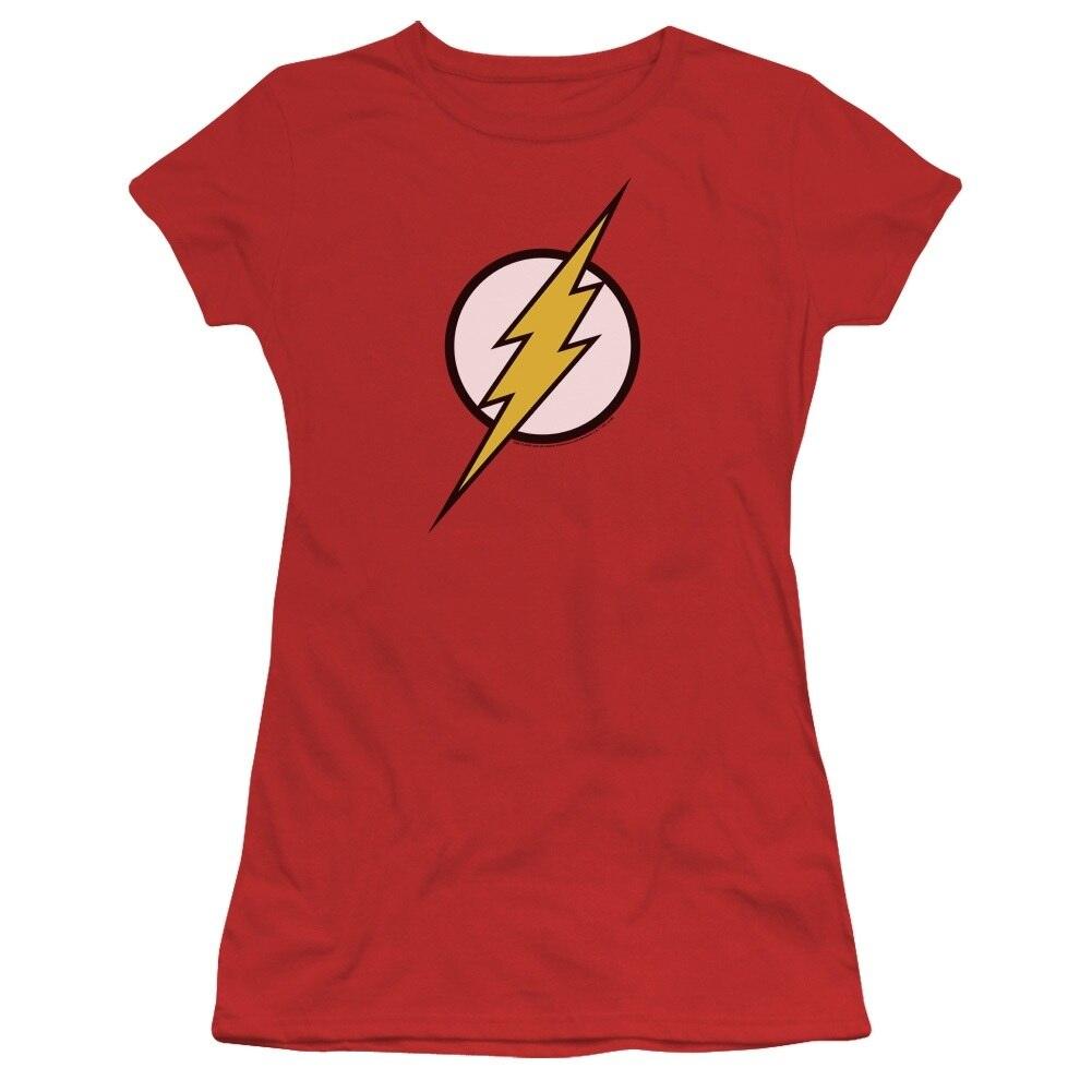 The Flash Lightning Bolt Logo Red Juniors T-Shirt-tvso