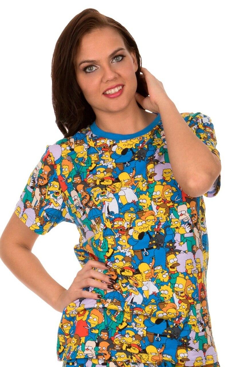 The Simpsons Springfield Multi Character Collage T-shirt Tee-tvso