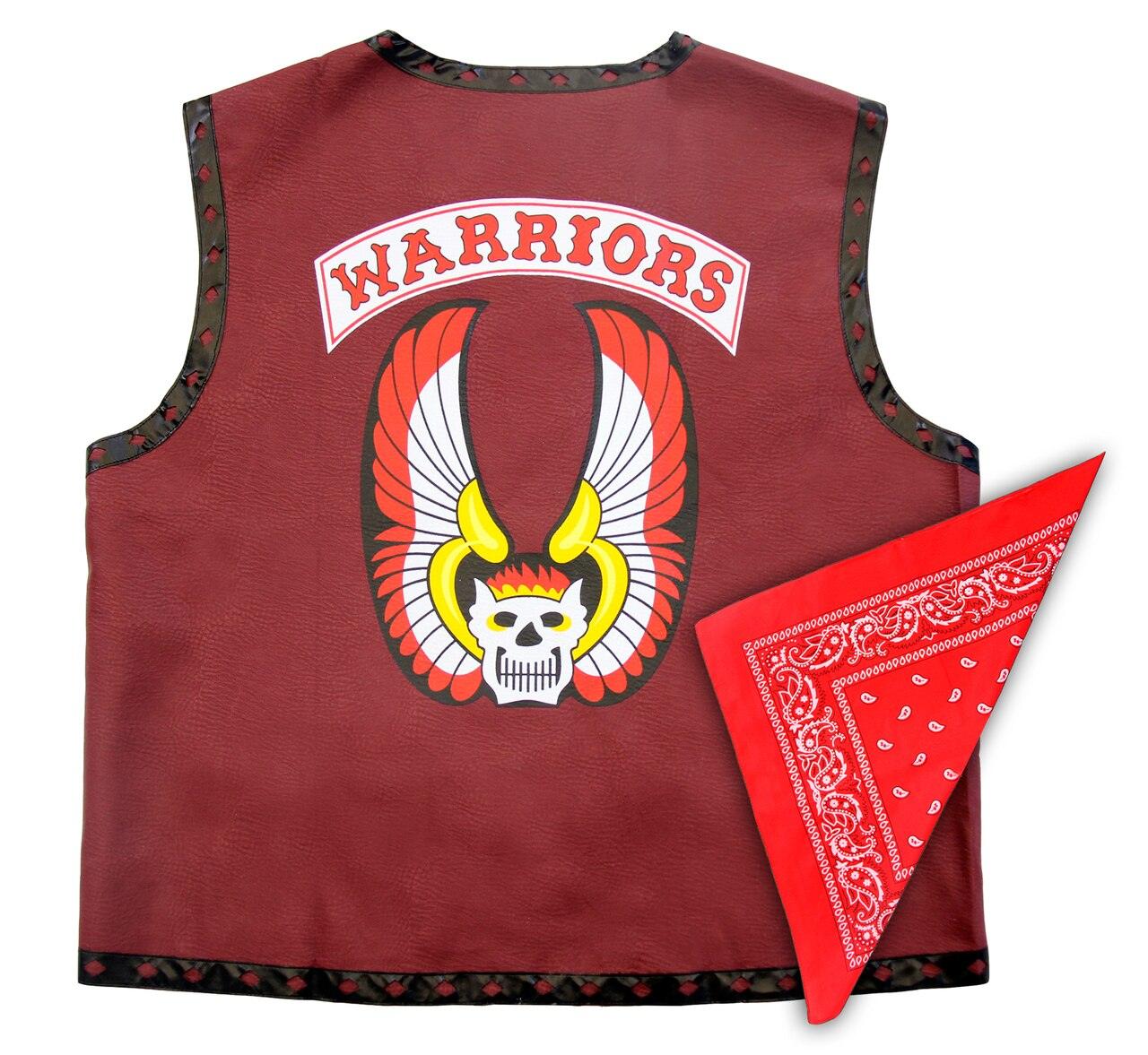 The Warriors Gang Member Emblem Leather Vest Jacket and Bandana-tvso