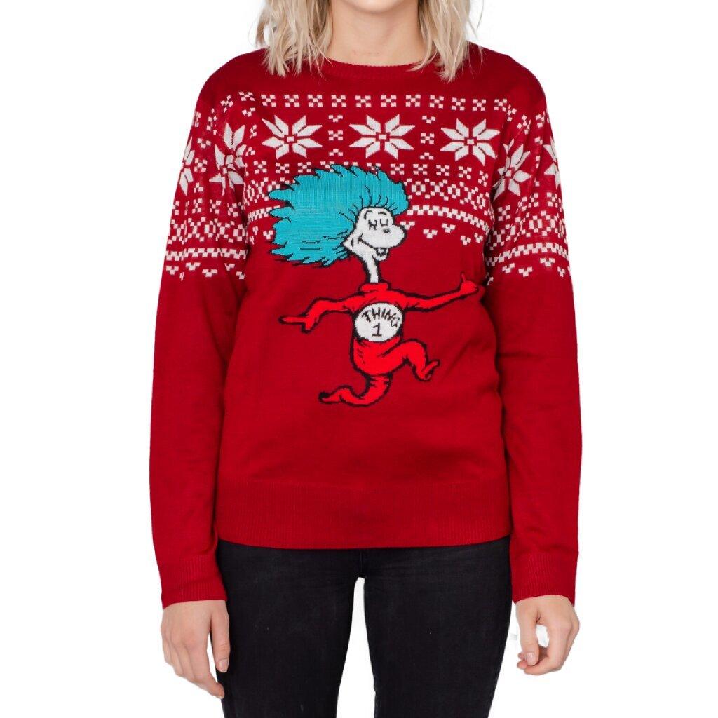 Thing 1 Is On The Run Ugly Christmas Sweater-tvso