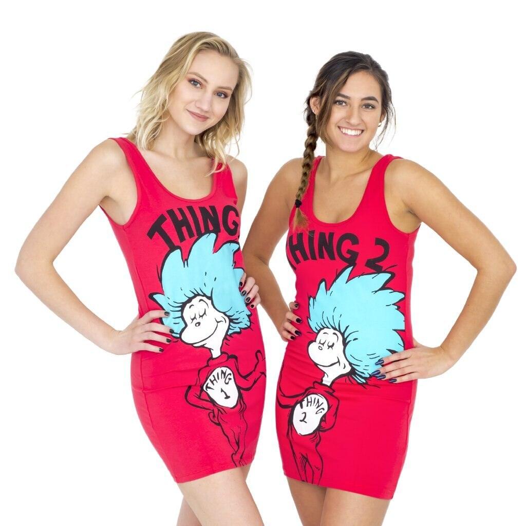 Thing 1 or Thing 2 Seuss Tunic Tank Halloween Cosplay Costume Dress