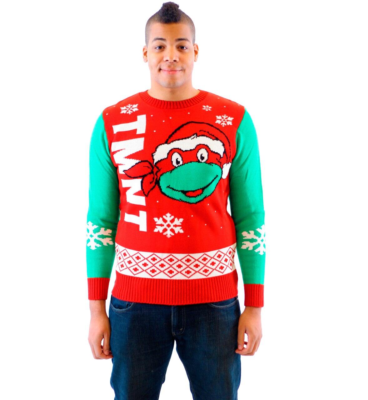 TMNT Big Turtle Face Ugly Christmas Sweater-tvso