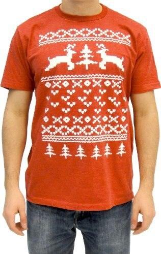 Two Prancing Reindeer XOXO Tree and Heart 8-Bit Design T-shirt-tvso