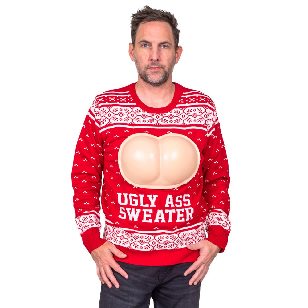 Ugly Behind Funny NOT PC Adult Unisex 3D Butt Ugly Christmas Sweater - TVStoreOnline