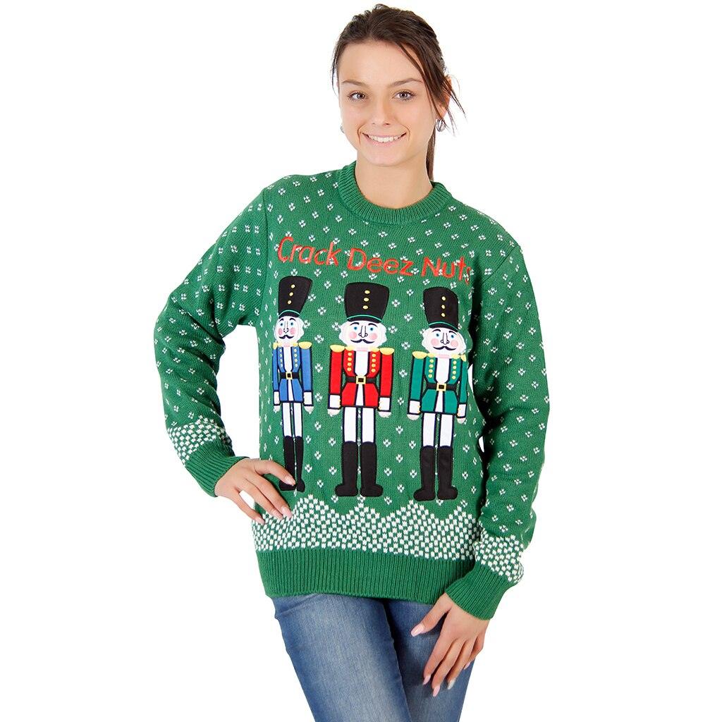 Ugly Christmas Crack Deez Nuts Nutcrackers Sweater-tvso