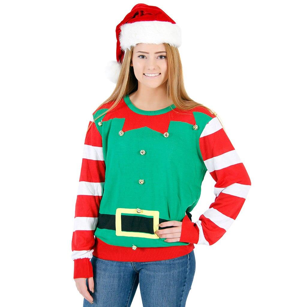 Ugly Christmas Sweater Elf with Bells-tvso