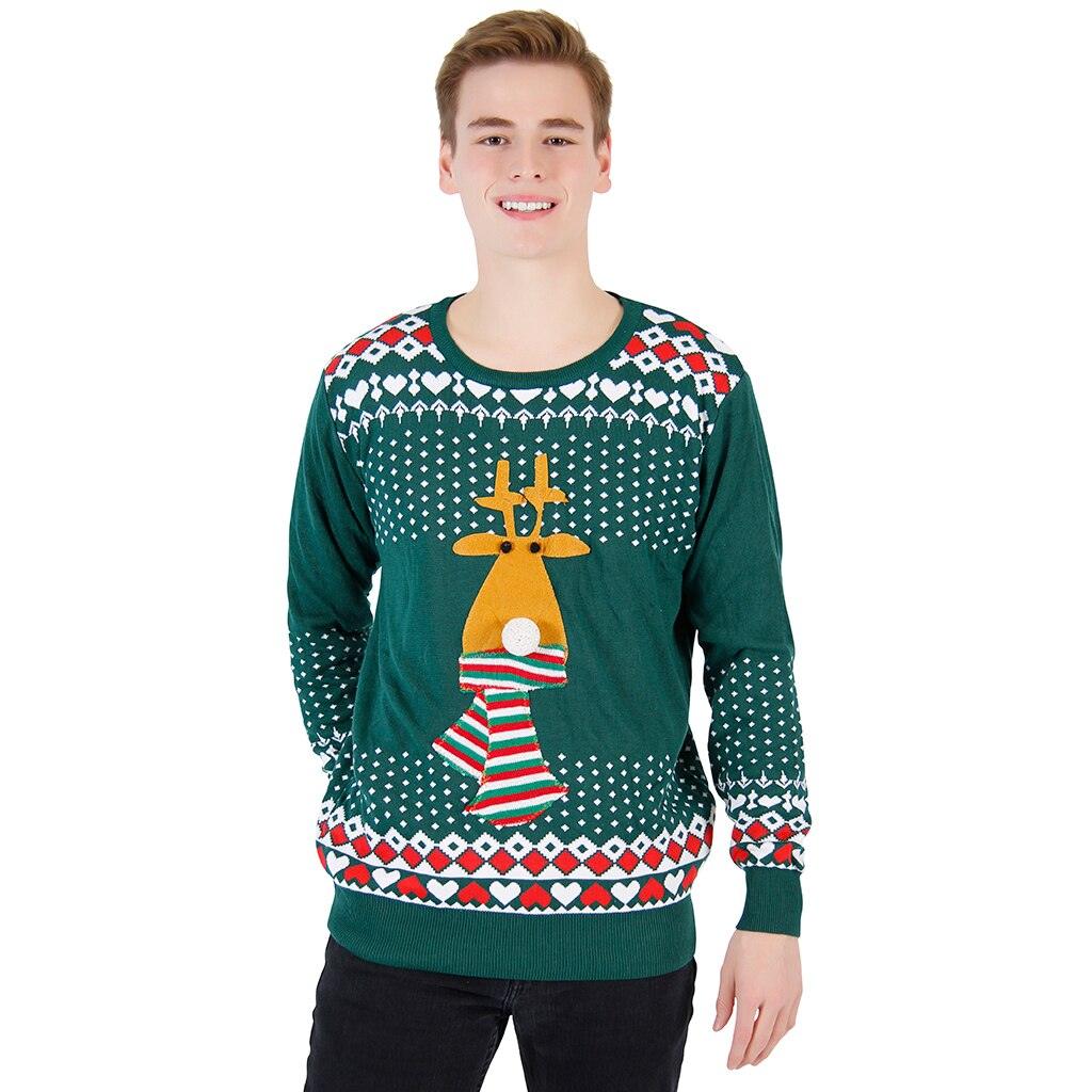 Ugly Christmas Sweater Flashing Nose Reindeer Sweater-tvso