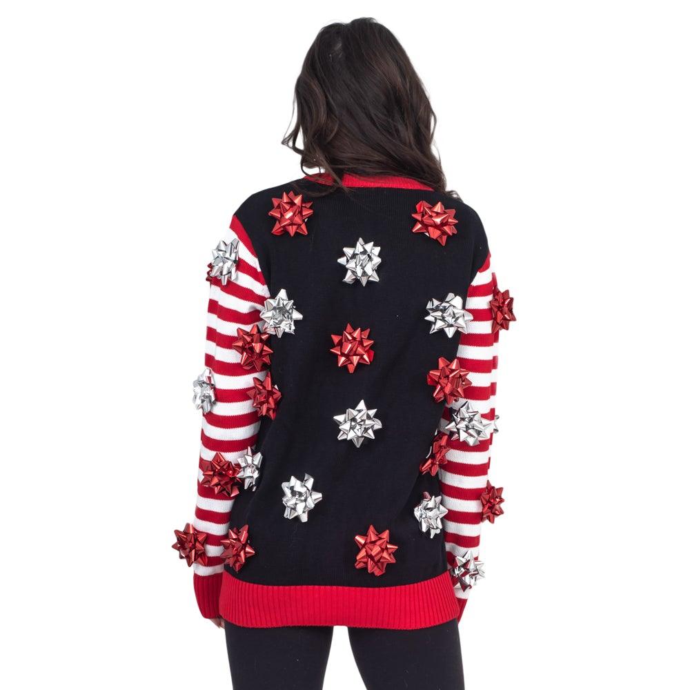 Ugly Christmas Sweater Gift Wrapping Bow Unisex Cardigan - TVStoreOnline