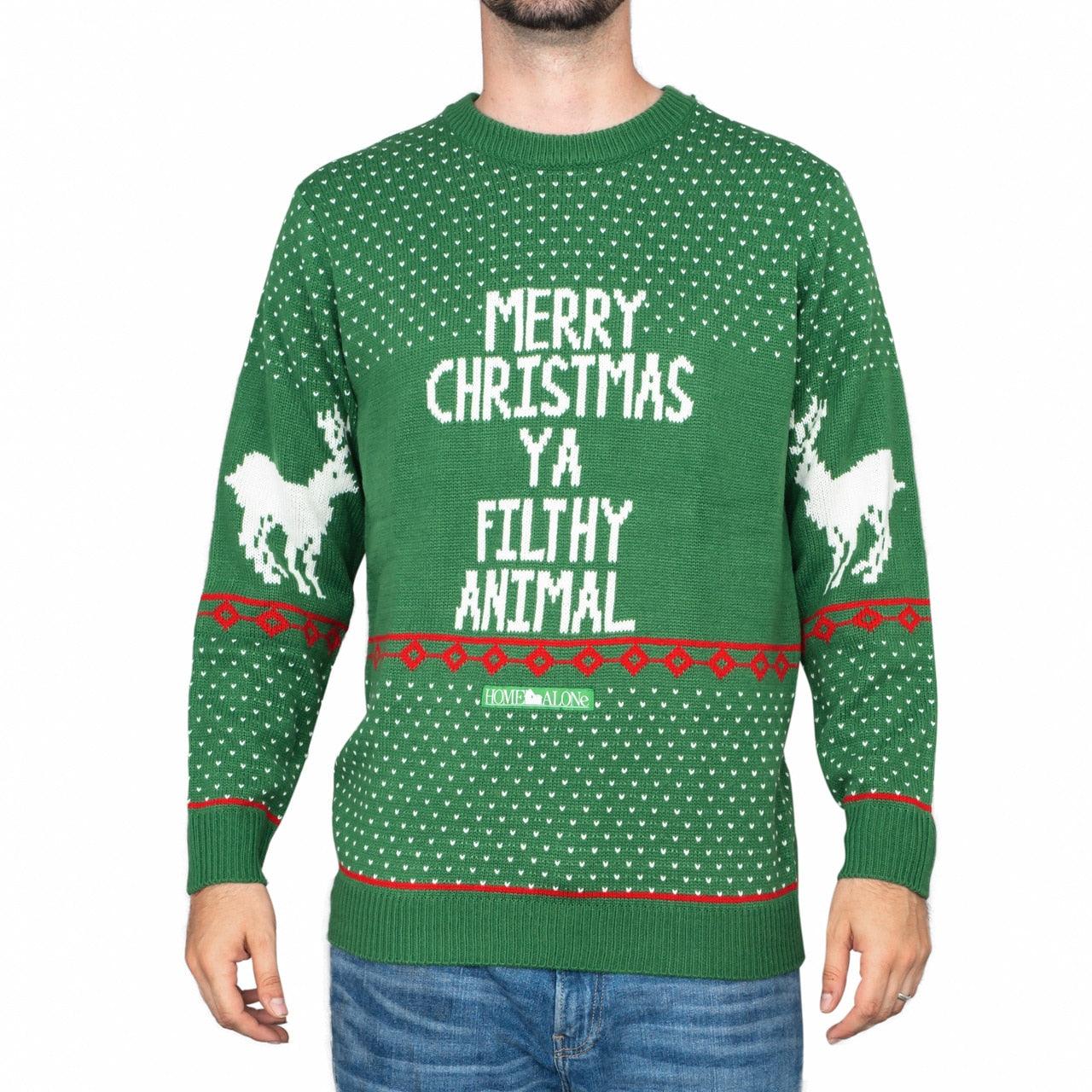 Ugly Christmas Sweater Merry Christmas Ya Filthy Animal-tvso