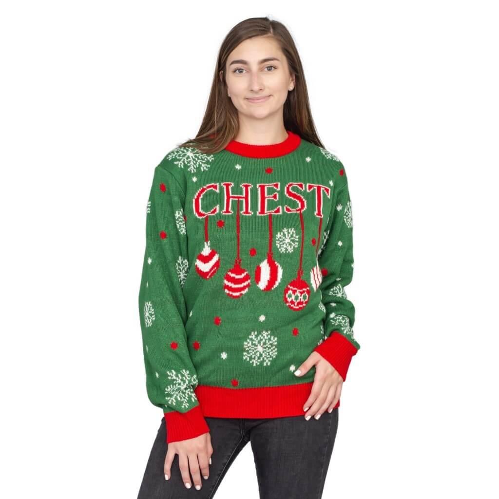 Women's Chest Snowflakes Christmas Tree Ugly Christmas Sweater - TVStoreOnline