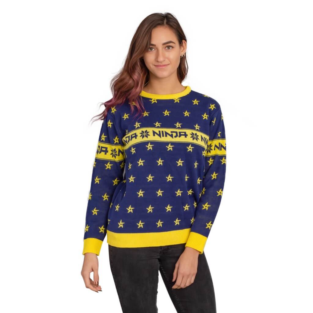 Women's Fortnite Ninja Ugly Christmas Sweater with Shuriken - TVStoreOnline