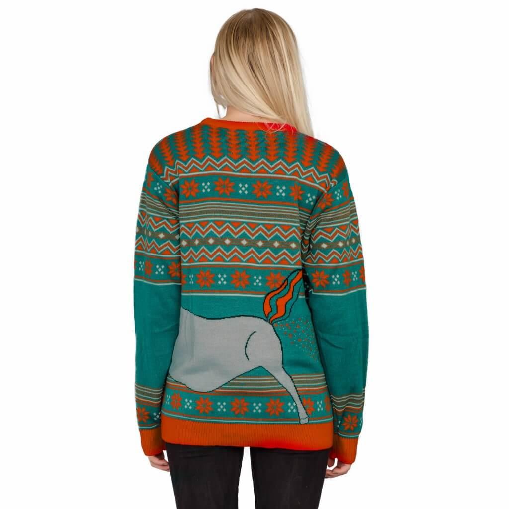 Women's Unicorn Candy Canes and Star Dust Ugly Christmas Sweater - TVStoreOnline