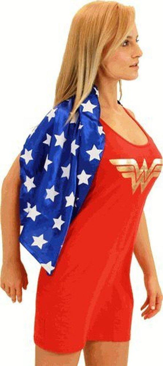 Wonder Woman Tank Dress with Detachable Cape-tvso