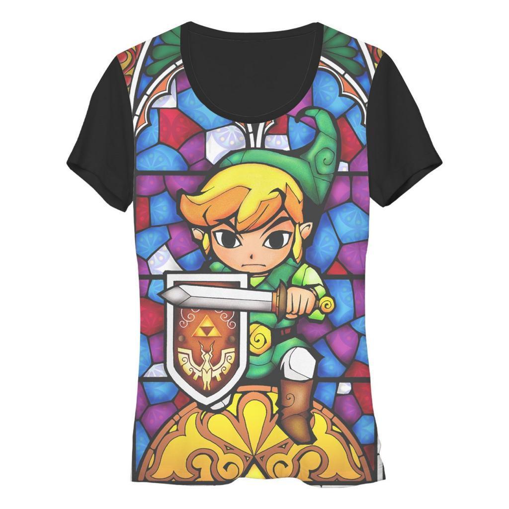 Zelda Stained Glass Link Sublimation T-Shirt-tvso